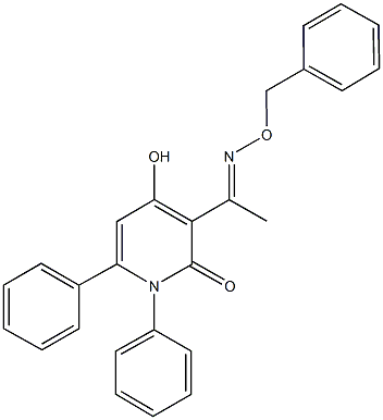 3-[N-(benzyloxy)ethanimidoyl]-4-hydroxy-1,6-diphenyl-2(1H)-pyridinone Struktur