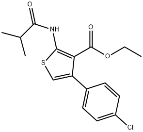 ethyl 4-(4-chlorophenyl)-2-(isobutyrylamino)-3-thiophenecarboxylate Struktur