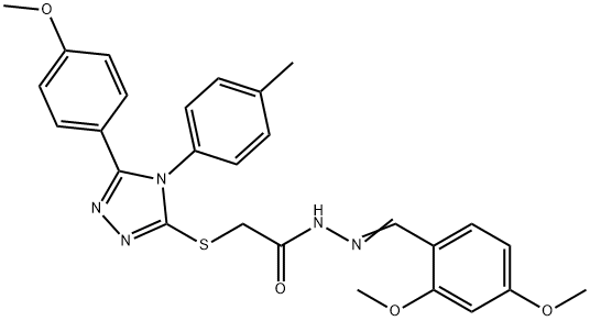 N'-(2,4-dimethoxybenzylidene)-2-{[5-(4-methoxyphenyl)-4-(4-methylphenyl)-4H-1,2,4-triazol-3-yl]sulfanyl}acetohydrazide Struktur