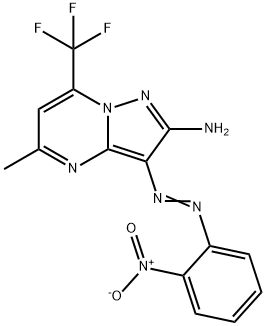 2-amino-3-({2-nitrophenyl}diazenyl)-5-methyl-7-(trifluoromethyl)pyrazolo[1,5-a]pyrimidine Struktur