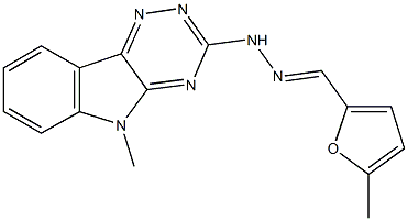 5-methyl-2-furaldehyde (5-methyl-5H-[1,2,4]triazino[5,6-b]indol-3-yl)hydrazone Struktur
