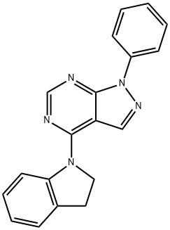 4-(2,3-dihydro-1H-indol-1-yl)-1-phenyl-1H-pyrazolo[3,4-d]pyrimidine Struktur