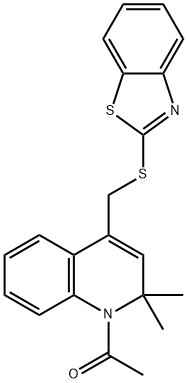 (1-acetyl-2,2-dimethyl-1,2-dihydroquinolin-4-yl)methyl 1,3-benzothiazol-2-yl sulfide Struktur