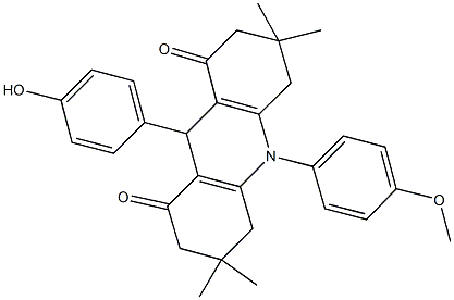 9-(4-hydroxyphenyl)-10-(4-methoxyphenyl)-3,3,6,6-tetramethyl-3,4,6,7,9,10-hexahydro-1,8(2H,5H)-acridinedione Struktur