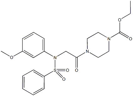 ethyl 4-{[3-methoxy(phenylsulfonyl)anilino]acetyl}piperazine-1-carboxylate Struktur