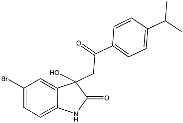 5-bromo-3-hydroxy-3-[2-(4-isopropylphenyl)-2-oxoethyl]-1,3-dihydro-2H-indol-2-one Struktur