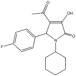 4-acetyl-1-cyclohexyl-5-(4-fluorophenyl)-3-hydroxy-1,5-dihydro-2H-pyrrol-2-one Struktur