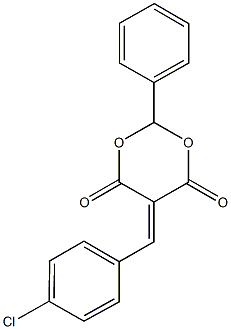 5-(4-chlorobenzylidene)-2-phenyl-1,3-dioxane-4,6-dione Struktur