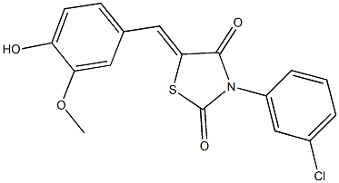 3-(3-chlorophenyl)-5-(4-hydroxy-3-methoxybenzylidene)-1,3-thiazolidine-2,4-dione Struktur