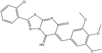 2-(2-chlorophenyl)-5-imino-6-(3,4,5-trimethoxybenzylidene)-5,6-dihydro-7H-[1,3,4]thiadiazolo[3,2-a]pyrimidin-7-one Struktur
