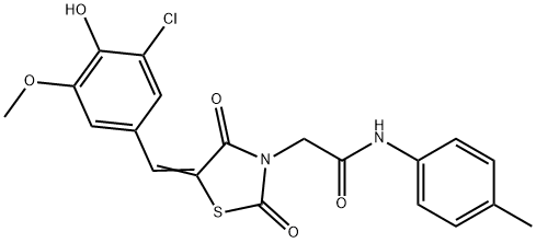 2-[5-(3-chloro-4-hydroxy-5-methoxybenzylidene)-2,4-dioxo-1,3-thiazolidin-3-yl]-N-(4-methylphenyl)acetamide Struktur