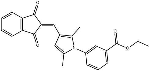 ethyl 3-{3-[(1,3-dioxo-1,3-dihydro-2H-inden-2-ylidene)methyl]-2,5-dimethyl-1H-pyrrol-1-yl}benzoate Struktur
