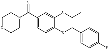 4-{3-ethoxy-4-[(4-fluorobenzyl)oxy]benzothioyl}morpholine Struktur