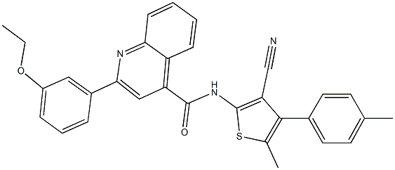N-[3-cyano-5-methyl-4-(4-methylphenyl)-2-thienyl]-2-(3-ethoxyphenyl)-4-quinolinecarboxamide Struktur