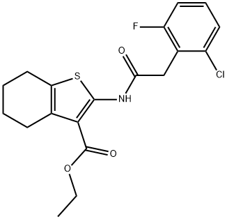 ethyl 2-{[(2-chloro-6-fluorophenyl)acetyl]amino}-4,5,6,7-tetrahydro-1-benzothiophene-3-carboxylate Struktur
