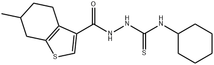 N-cyclohexyl-2-[(6-methyl-4,5,6,7-tetrahydro-1-benzothien-3-yl)carbonyl]hydrazinecarbothioamide Struktur