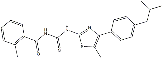 N-[4-(4-isobutylphenyl)-5-methyl-1,3-thiazol-2-yl]-N'-(2-methylbenzoyl)thiourea Struktur