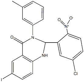 2-{5-chloro-2-nitrophenyl}-6-iodo-3-(3-methylphenyl)-2,3-dihydro-4(1H)-quinazolinone Struktur