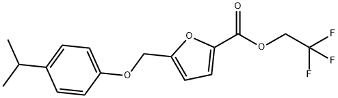 2,2,2-trifluoroethyl 5-[(4-isopropylphenoxy)methyl]-2-furoate Struktur