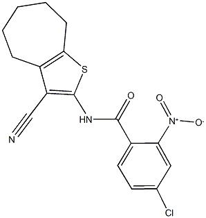 4-chloro-N-(3-cyano-5,6,7,8-tetrahydro-4H-cyclohepta[b]thien-2-yl)-2-nitrobenzamide Struktur