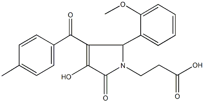 3-[3-hydroxy-5-(2-methoxyphenyl)-4-(4-methylbenzoyl)-2-oxo-2,5-dihydro-1H-pyrrol-1-yl]propanoic acid Struktur