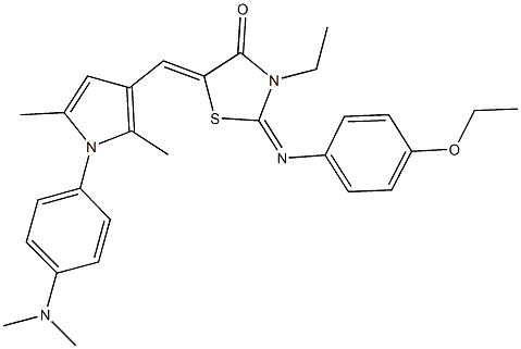 5-({1-[4-(dimethylamino)phenyl]-2,5-dimethyl-1H-pyrrol-3-yl}methylene)-2-[(4-ethoxyphenyl)imino]-3-ethyl-1,3-thiazolidin-4-one Struktur
