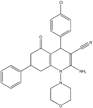 2-amino-4-(4-chlorophenyl)-1-(4-morpholinyl)-5-oxo-7-phenyl-1,4,5,6,7,8-hexahydro-3-quinolinecarbonitrile Structure