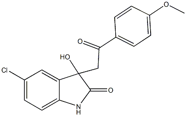 5-chloro-3-hydroxy-3-[2-(4-methoxyphenyl)-2-oxoethyl]-1,3-dihydro-2H-indol-2-one Struktur