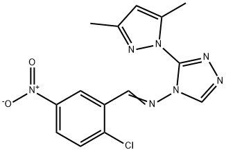 4-({2-chloro-5-nitrobenzylidene}amino)-3-(3,5-dimethyl-1H-pyrazol-1-yl)-4H-1,2,4-triazole Struktur