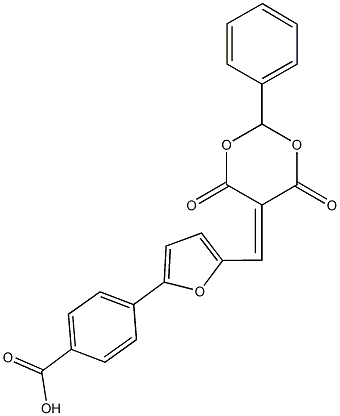 4-{5-[(4,6-dioxo-2-phenyl-1,3-dioxan-5-ylidene)methyl]-2-furyl}benzoic acid Struktur
