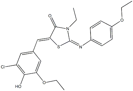 5-(3-chloro-5-ethoxy-4-hydroxybenzylidene)-2-[(4-ethoxyphenyl)imino]-3-ethyl-1,3-thiazolidin-4-one Struktur
