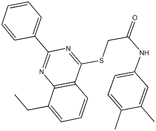 N-(3,4-dimethylphenyl)-2-[(8-ethyl-2-phenyl-4-quinazolinyl)sulfanyl]acetamide Struktur