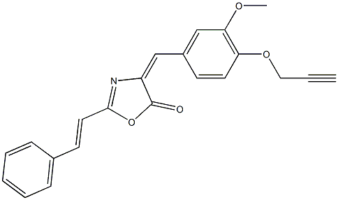 4-[3-methoxy-4-(2-propynyloxy)benzylidene]-2-(2-phenylvinyl)-1,3-oxazol-5(4H)-one Struktur