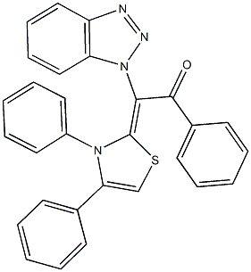 2-(1H-1,2,3-benzotriazol-1-yl)-2-(3,4-diphenyl-1,3-thiazol-2(3H)-ylidene)-1-phenylethanone Struktur