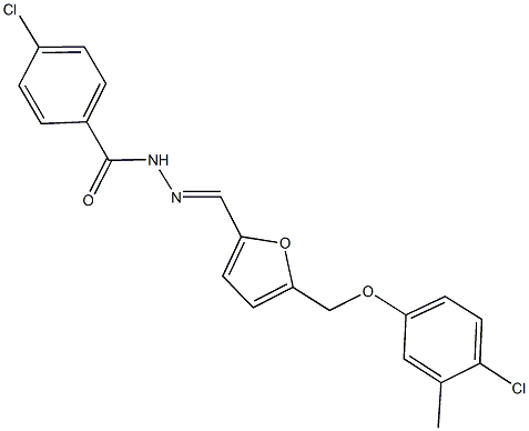 4-chloro-N'-({5-[(4-chloro-3-methylphenoxy)methyl]-2-furyl}methylene)benzohydrazide Struktur