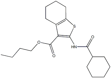 butyl 2-[(cyclohexylcarbonyl)amino]-4,5,6,7-tetrahydro-1-benzothiophene-3-carboxylate Struktur