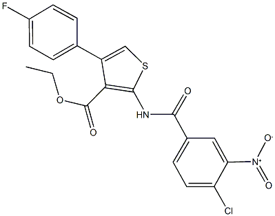 ethyl 2-({4-chloro-3-nitrobenzoyl}amino)-4-(4-fluorophenyl)thiophene-3-carboxylate Struktur