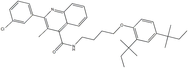 2-(3-chlorophenyl)-N-[4-(2,4-ditert-pentylphenoxy)butyl]-3-methyl-4-quinolinecarboxamide Struktur