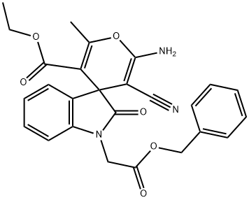 ethyl 6-amino-1'-[2-(benzyloxy)2'-oxoethyl]-5-cyano-2',3'-dihydro-2-methyl-2'-oxospiro[4H-pyran-4,3'-(2'H)-indole]-3-carboxylate Struktur