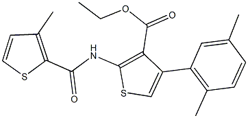 ethyl 4-(2,5-dimethylphenyl)-2-{[(3-methyl-2-thienyl)carbonyl]amino}-3-thiophenecarboxylate Struktur