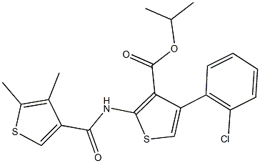 isopropyl 4-(2-chlorophenyl)-2-{[(4,5-dimethyl-3-thienyl)carbonyl]amino}-3-thiophenecarboxylate Struktur