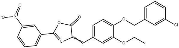 4-{4-[(3-chlorobenzyl)oxy]-3-ethoxybenzylidene}-2-{3-nitrophenyl}-1,3-oxazol-5(4H)-one Struktur