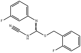 2-fluorobenzyl N'-cyano-N-(3-fluorophenyl)imidothiocarbamate Struktur