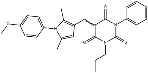 5-{[1-(4-methoxyphenyl)-2,5-dimethyl-1H-pyrrol-3-yl]methylene}-1-phenyl-3-propyl-2-thioxodihydro-4,6(1H,5H)-pyrimidinedione Struktur