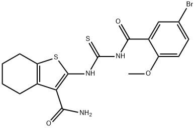 2-({[(5-bromo-2-methoxybenzoyl)amino]carbothioyl}amino)-4,5,6,7-tetrahydro-1-benzothiophene-3-carboxamide Structure