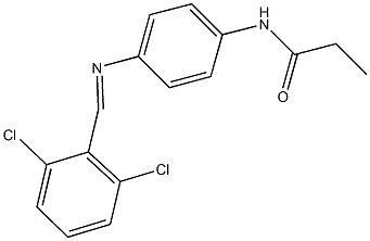 N-{4-[(2,6-dichlorobenzylidene)amino]phenyl}propanamide Struktur