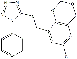 (6-chloro-4H-1,3-benzodioxin-8-yl)methyl 1-phenyl-1H-tetraazol-5-yl sulfide Struktur