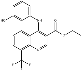 ethyl 4-(3-hydroxyanilino)-8-(trifluoromethyl)-3-quinolinecarboxylate Struktur