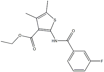 ethyl 2-[(3-fluorobenzoyl)amino]-4,5-dimethyl-3-thiophenecarboxylate Struktur