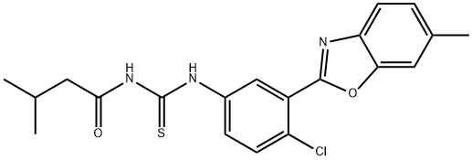 N-[4-chloro-3-(6-methyl-1,3-benzoxazol-2-yl)phenyl]-N'-(3-methylbutanoyl)thiourea Struktur